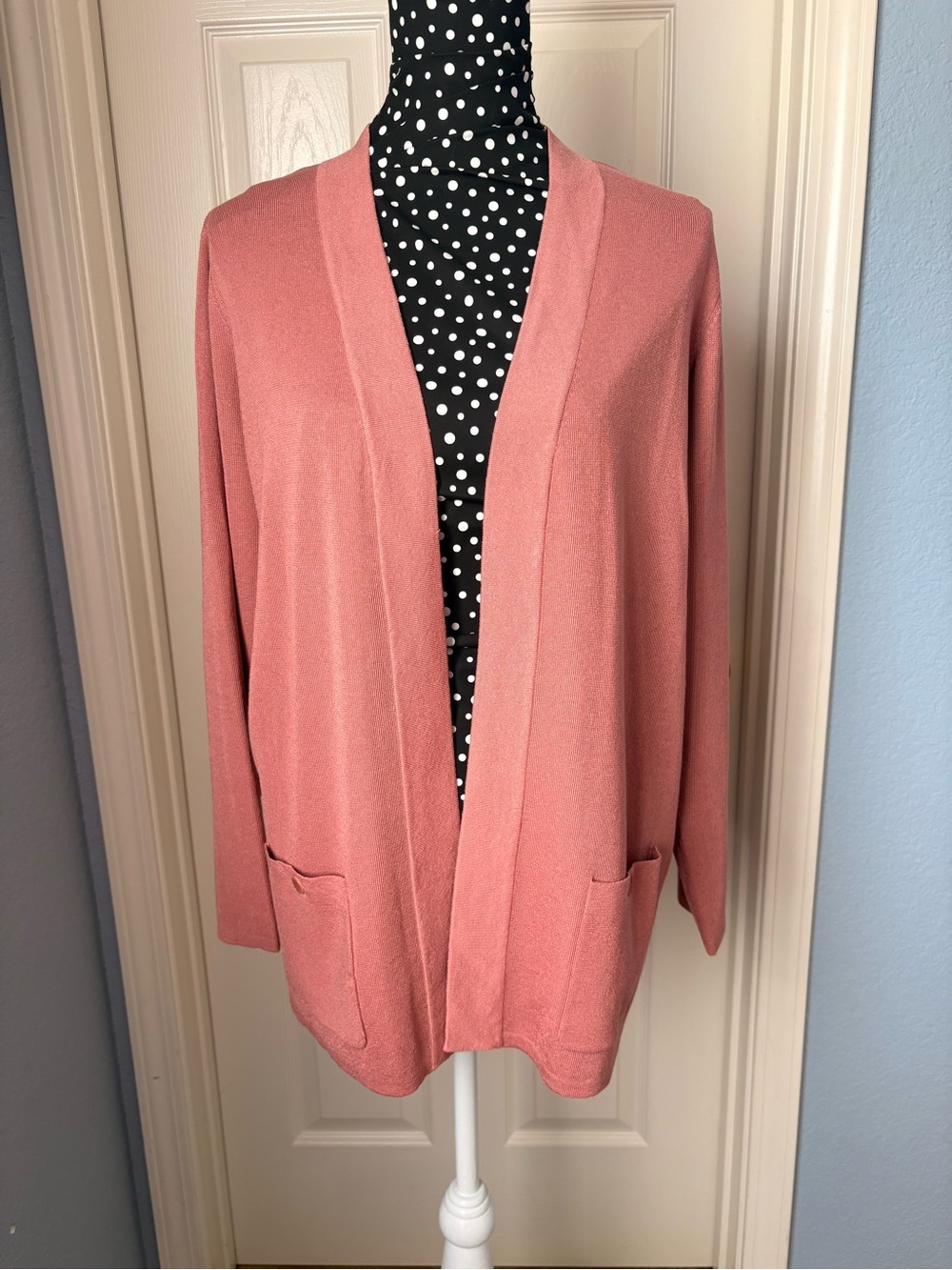 Anne Klein Dusty Rose Open-Front Cardigan